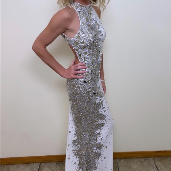 Morilee White Diamond Prom Dress - Picture 2 of 4